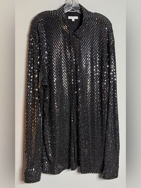 Black & Silver Shiny Consequence Men’s Dress Shirt Size Large